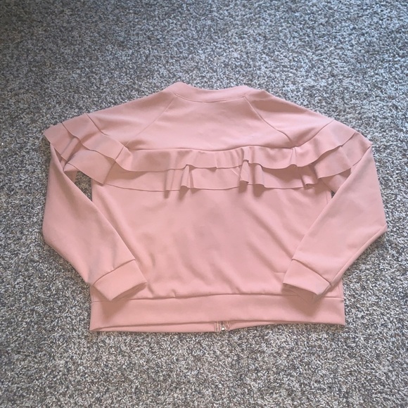 Pastel Pink Ruffled Bomber Jacket - Picture 4 of 5